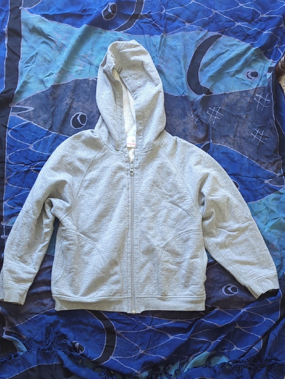 Hanna Andersson Gray French Terry Cotton Kids Hooded Zip Jacket EU 130 US 8